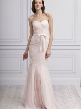 Monique Lhuillier Bridesmaids Strapless Blush-Pink Mermaid Gown